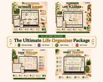 Ultimate Annual Budget Template Excel Google Sheets Budget Spreadsheet Organization Planner Life Planner Template Habit Tracker Task Tracker