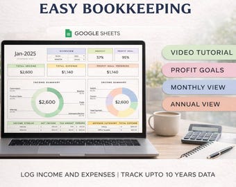 Bookkeeping Spreadsheet Small Business Finance Template Easy Income & Expense Tracker Tax Google Sheets Profit and Loss Accounting Sales