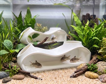 Corydoras Cave 2 Pack, Dual Entrance Fish Tank Hide, PETG Aquarium Decor