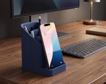 Desk Organizer with Adjustable Phone Stand, Modular Dividers, 3D Printed