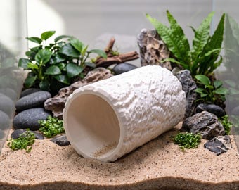 Pleco Cave Log, Textured Aquarium Fish Hide and Tunnel