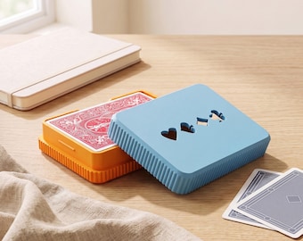Playing Card Case with Locking Lid, Ridged Deck Box, 6 Lid Options
