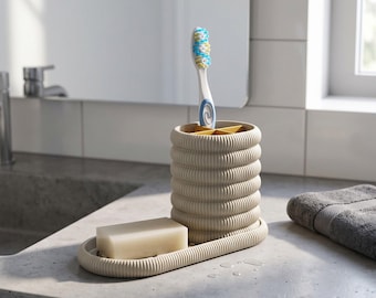 Bathroom Organizer Toothbrush Tray,  Modern Toothbrush Cup and Soap Dish