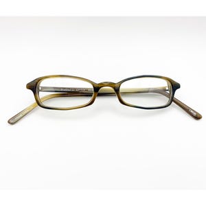 1990s EYEBRO OPTIX KIDS Vintage Eyeglasses | Olive Green Rectangular Acetate Frames | Authentic Deadstock Eyewear