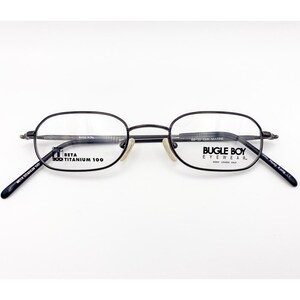 1990s BUGLE BOY Vintage Eyeglasses | Deep Gunmetal Black Titanium Oval Frames | Authentic Deadstock