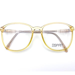 1980s Esprit Vintage Eyeglasses | Oversized Translucent Yellow Optyl Frames | Authentic Deadstock Eyewear