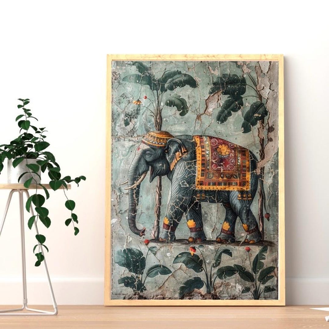 Vintage Elephant Wall Art Printable | Exotic Botanical Animal ...
