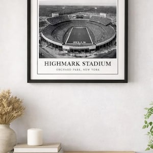 Stampa in bianco e nero dello stadio Highmark, omaggio all'addio dei Buffalo Bills (download digitale)