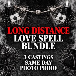 Può includere: Una presentazione scura e suggestiva con due candele nere con cera sciolta, due piccole buste sigillate con cera nera, una corda annodata, un bruciatore di incenso in metallo e un piccolo sacchetto di stoffa. Testo: LONG DISTANCE LOVE SPELL BUNDLE 3 CASTINGS SAME DAY PHOTO PROOF.