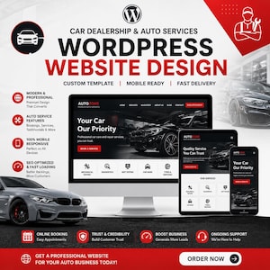 Car Dealership and Auto Services WordPress Website Design, Mechanic, Car Wash and MOT Centre, Custom Template, wordpress developer, website