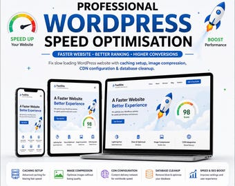 Service d'installation et d'optimisation de la vitesse WordPress, correction des temps de chargement lents, configuration du cache, compression d'images, configuration CDN, nettoyage du site web