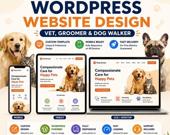 Pet Grooming WordPress Website Design and Setup | Vet, Groomer and Dog Walker, Custom wordpress website, wordpress developer