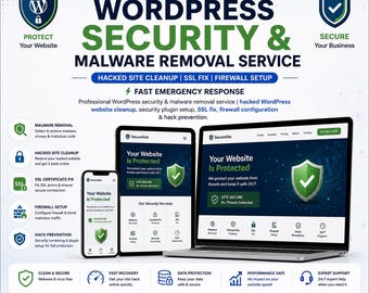 WordPress Security and Malware Removal Service, Hacked Site Cleanup, SSL Fix and Firewall Setup, Fast Emergency Response