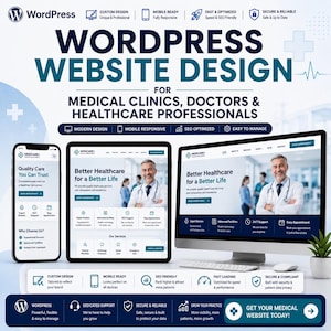 Anpassad WordPress-webbdesign + Medicinska yrkesverksamma, kliniker, läkare (tidsbokning) Malldesign, wordpress-utvecklare