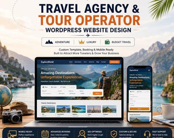 Site web WordPress personnalisé pour agence de voyages | Voyages d'aventure, de luxe et à petit budget | Configuration WordPress