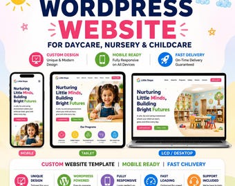 Custom WordPress Website design and setup for Daycare, Nursery, Childcare, Website template designs, WordPress website, WordPress developer
