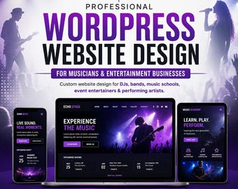 Custom Website Design and Setup for Music and Entertainment, Musician, DJ and Booking Website | WordPress Setup