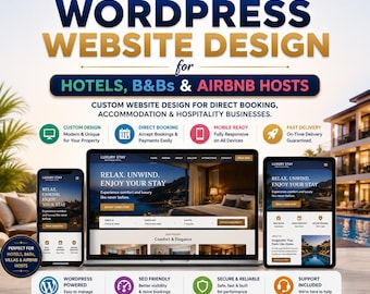 WordPress website design for hotels, B&Bs and Airbnb hosts, custom website design for direct booking, accommodation, hospitality businesses