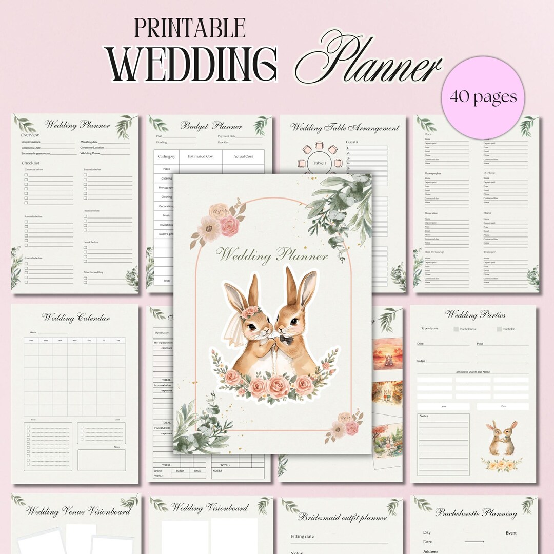 Printable Wedding Planner PDF | Digital Wedding Binder | Wedding Budget ...