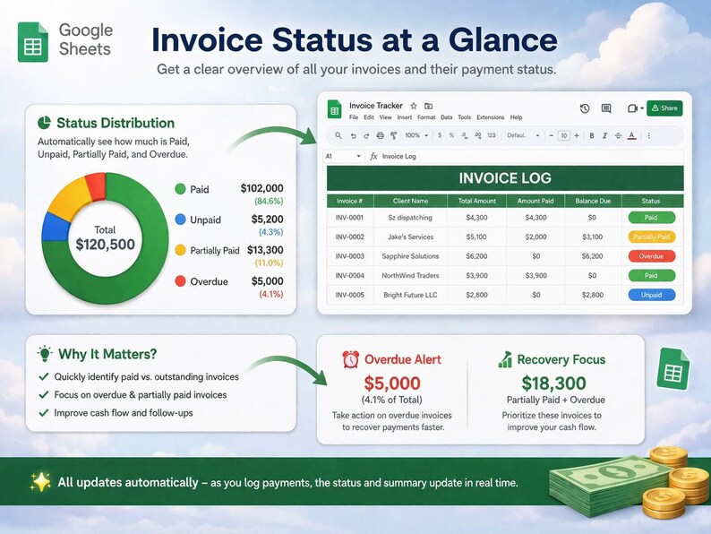 Automated Invoice Tracker Template - Google Sheets for Small Business ...