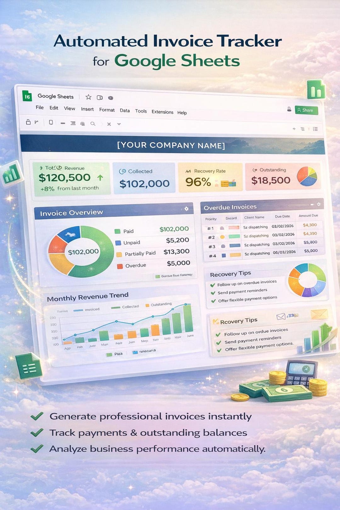 Automated Invoice Tracker Template - Google Sheets for Small Business ...
