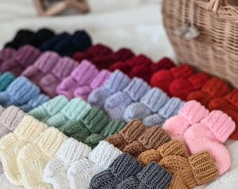 Calcetines de bebé 100% lana merino - Botines tejidos a mano para recién nacidos - Calcetines suaves para bebés - Regalo para baby shower - Calcetines de lana orgánica para niños pequeños - 23 colores