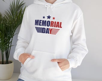 Sudadera con capucha bordada del Día de los Caídos / Sudadera con estampado patriótico, regalo para veteranos, sudadera con la bandera estadounidense
