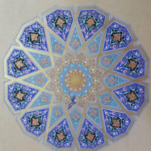 Original Handmade Persian Illumination Artwork – 24k Gold Shamsa Design, Framed image 8