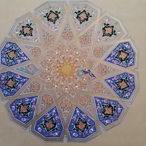 Original Handmade Persian Illumination Artwork – 24k Gold Shamsa Design, Framed image 7