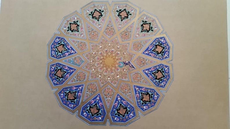 Original Handmade Persian Illumination Artwork – 24k Gold Shamsa Design, Framed image 7