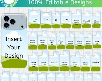 Phone Case Bundle Template, Canva Editable iPhone Case Sublimation Template, Smart Phone Template For 13,12,15,16 Pro Max, iPhone16 & 17