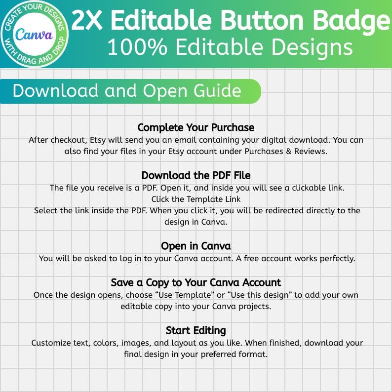 Editable Button Badge Template, Canva Button Badge 1.23 & 2.69 Template ...
