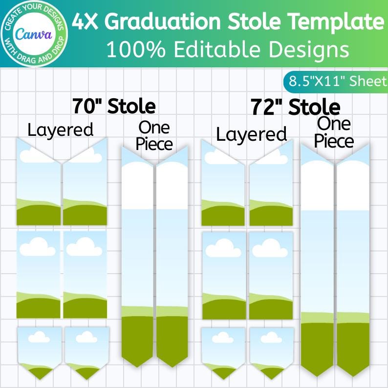 Editable Graduation Stole Template, Canva Graduation Stole Frame, Grad