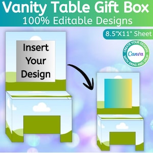 Vanity Table Gift Box Template, Canva Editable Vanity Beauty Party Favor Box, Beauty Box Foam Board Craft, Easy Drag And Drop, Digital File