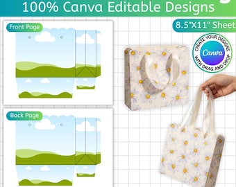 Aangepaste canvassjabloon cadeauzakje, sjabloon papieren feestzakje, cadeauzakje bewerkbaar label, afdrukbare traktatiezakje feestbedankje, digitale download