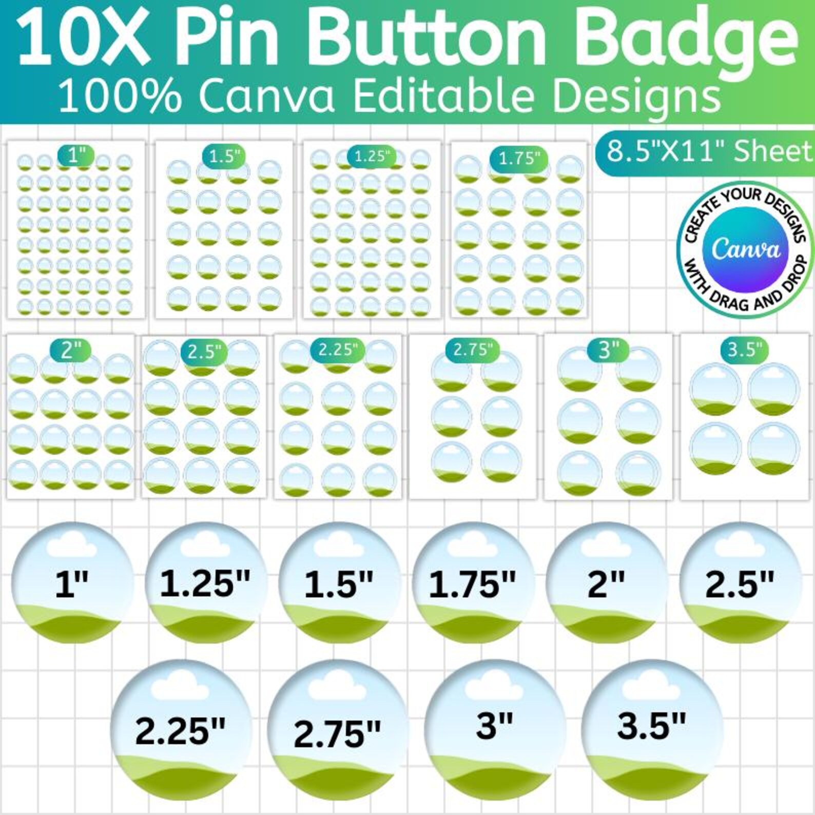 Button Frame Pin Pin Button Template Bundle, Canva Editable Pin Button Frames, Blank Pin ...