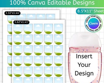 Hand Sanitizer Label Template, Canva Editable Spray Bottle Label Template, Drag and Drop Label, Hand Sanitizer Label Frame Digital Download