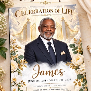 Yellow Lavender Funeral Program Template, Canva Editable 8 Pages Memorial Booklet, Celebration of Life, Obituary Order of Service, Digital