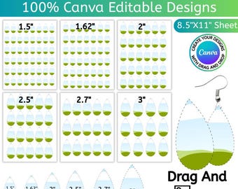 Teardrop Earring Template, Canva Editable Earring Sublimation Template, Printable Jewelry Template, DIY Earring Design, Digital Download