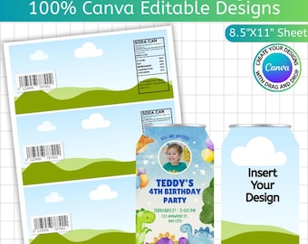 Soda Can Wrapper Template, Canva Editable Soda Can Label, Regular Soda Can, Canva Drink Template, Printable Party Favor Wrap, Instant File