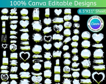 Distressed Grunge Canva Frame Bundle, Bleach Effect Drag & Drop, Editable Photo Template, Distressed Sublimation Template, Instant Download