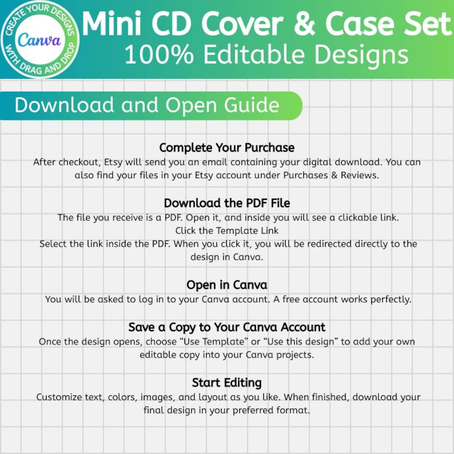Mini CD Cover & Case Set Template, Canva Editable CD Sleeve Case Cover ...