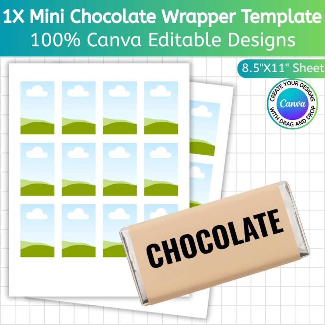 Mini Chocolate Wrapper Canva Editable Template, Mini Candy Bar Labels ...