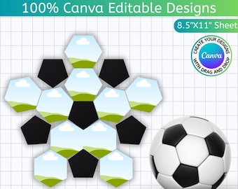 Soccer Ball Panel Template, Canva Editable Soccer Ball Panel, Custom Photo Ball Wrap, Printable Soccer Ball Frame, Drag and Drop, Download