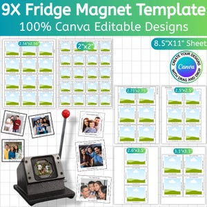 09 Magnet Fridge  Canva Editable Template, Magnet Template, Magnet Machine Template, Drag And Drop Fridge, Add Your Own Image, Digital File