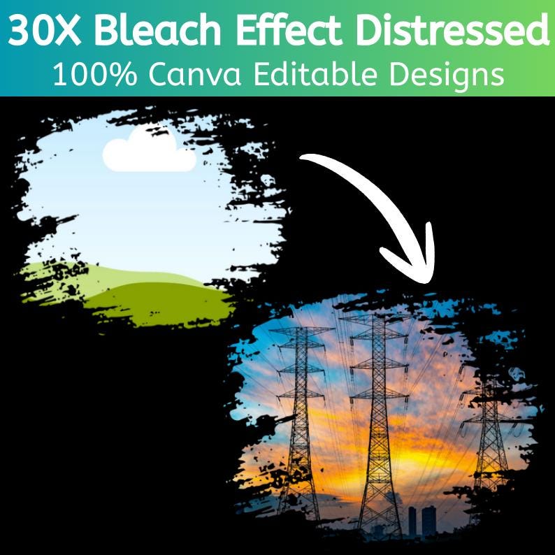 Bleach Effect Distressed Edge Canva Frame Bundle, Editable Photo Frames ...