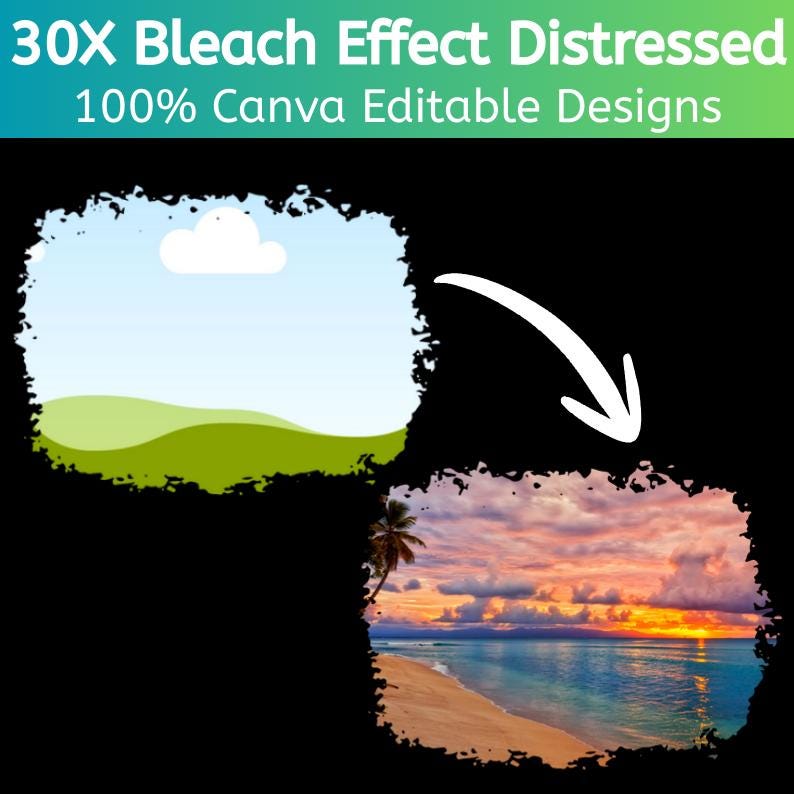 Bleach Effect Distressed Edge Canva Frame Bundle, Editable Photo Frames ...