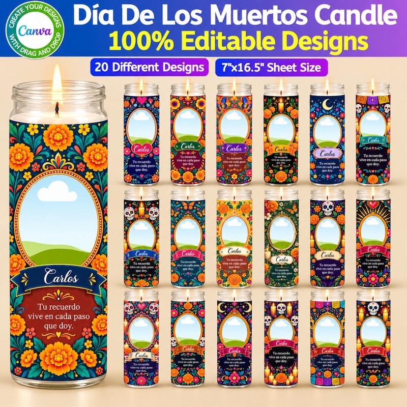 Candle Wrapper Label Candle Dia De Los - Etsy