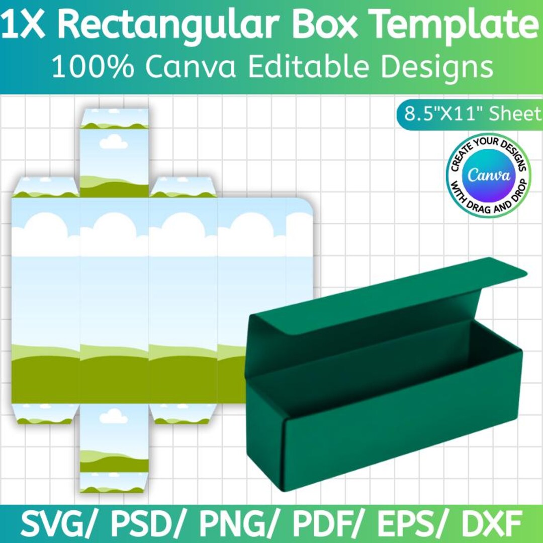 Rectangle Box Canva Editable Template, Rectangle Gift Box, Gift Box ...