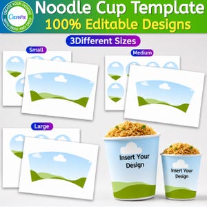 Modèle d'étiquette pour gobelet de nouilles, étiquette modifiable Canva, cadeau d'invité à imprimer, disponible en petites, moyennes et grandes tailles, fichier instantané